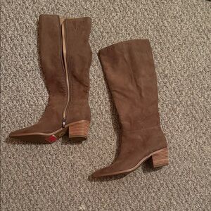 Franco Sarto Tan Suede Heeled Boots